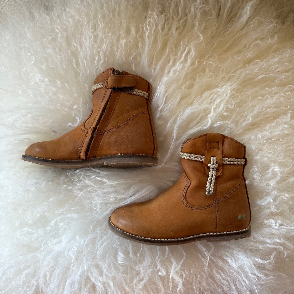 Bunnies Western Leather Ankle Boots Toddler Girl Size 7US / 24EU, Brown